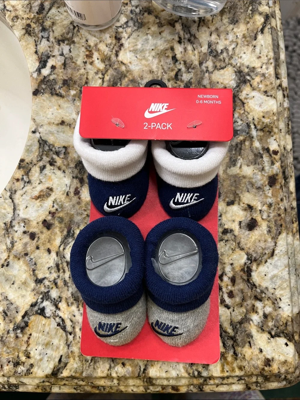 Nike Newborn 2-Pack Navy, Gray & White Baby Socks